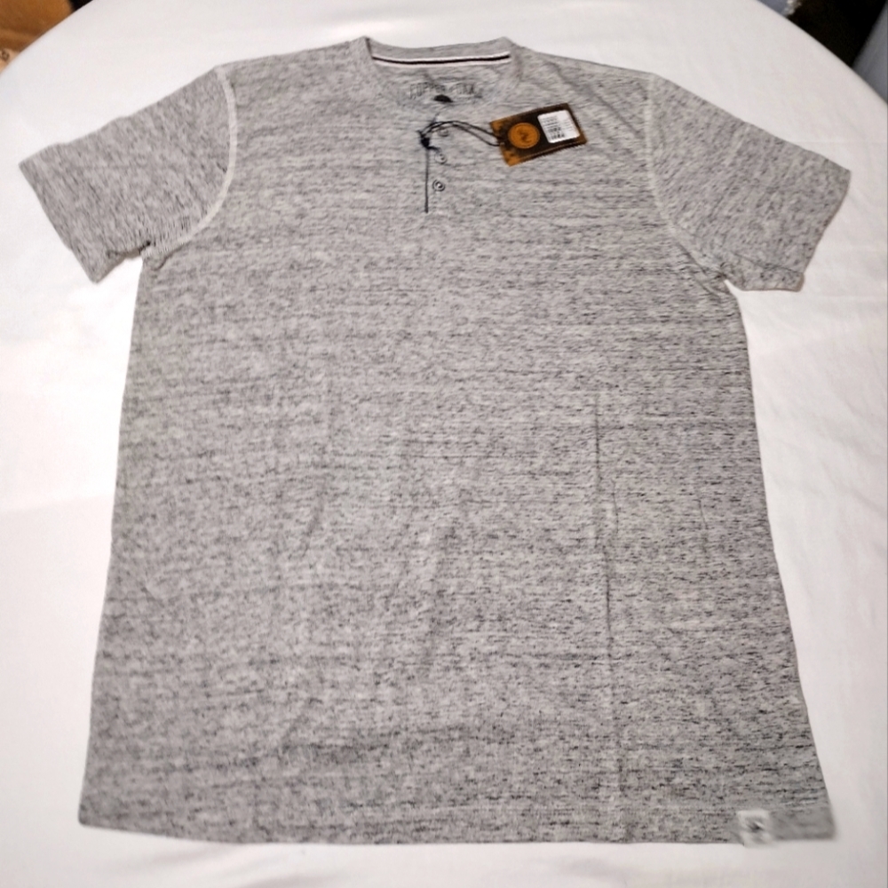 Copper & Oak Light Heather Grey 3-Buttoned Short Sleeve Henley Shirt